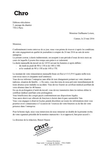 lettre embauche chro